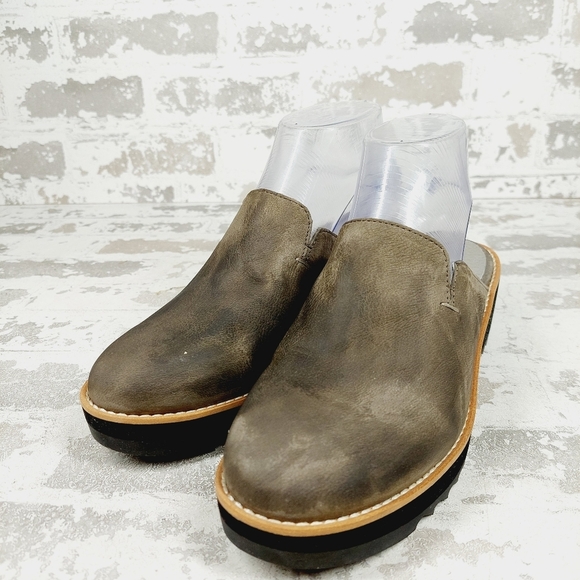 New Eileen Fisher Loti Brown Leather Platform Clogs T588 - Picture 2 of 12